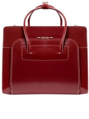 McKlein Women's Leather Briefcase Attache Bag - Wine Red